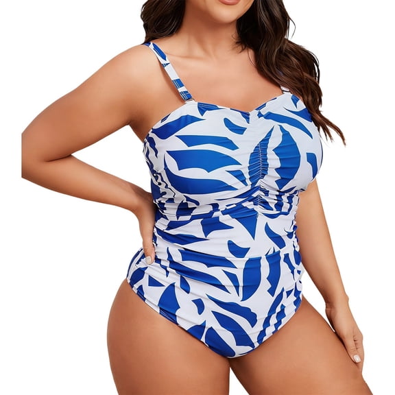 YUEHUA Womens Plus Size One Piece Swimsuit- Bathing Suit Full Coverage Swimwear
