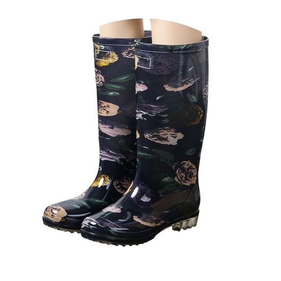 YUEHUA Womens Rain Boots Long Casual Fashion Outdoor Hiking Walking Gardening Waterproof Anti- Shoes Comfortable Insole Light Rain Shoes Outdoor Garden Shoes