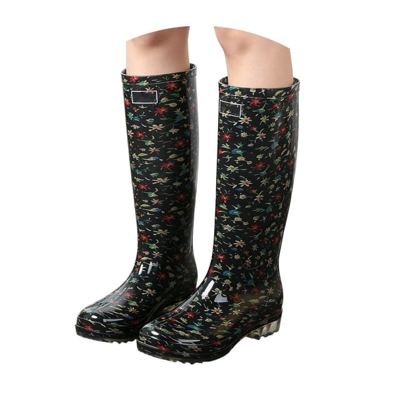 YUEHUA Womens Rain Boots Long Casual Fashion Outdoor Hiking Walking Gardening Waterproof Anti- Shoes Comfortable Insole Light Rain Shoes Outdoor Garden Shoes