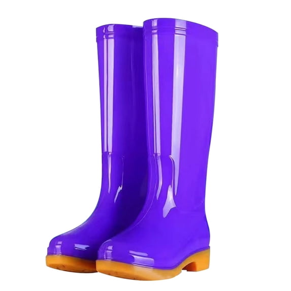 YUEHUA Womens Rain Boots Waterproof Mid Calf Fashion Rubber Shoes with Thick Sole for Women Daily Wear Outdoor Activities Lightweight Anti-Slip Garden Boots