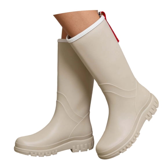 YUEHUA Womens Rain Boots Waterproof Mid Calf Rain Boots with Elasticated Ankle for Women Outdoor Use in the Rain Anti- Shoes Comfortable Insole Light Rain Shoes