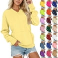 thumbnail image 1 of YUEHUA Womens V Neck Sweatshirt with Pocket No Hooded Long Sleeve Fleece Pullover Sweaters Fall Fashion Oversized Sweatshirt, 1 of 6