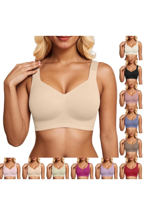 Womens Wireless Jelly Bras Plus Size Comfortable Push Up Bra 2026 New Seamless No Underwire Gel Bra Full Support Lift Seamless Tshirt Bras