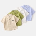 thumbnail image 1 of YUEHUA boys medium shirts Boys Casual Shirt Short Sleeve Fashion Solid Color Top For Toddler Kids Summer Beach School Party Outfit 2 9 Years, 1 of 9