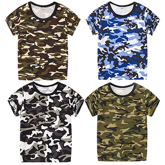 YUEHUA boys tshirts Boy Camouflagess T Shirt Camo Short Sleeve Tee Shirts For Boys Girls 2 14 Years