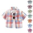 thumbnail image 1 of YUEHUA graphic tees Small And Medium Sized Children's Fashion Shirt With Collared Front Checkered Short Sleeves And Button Fastening., 1 of 5