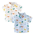 thumbnail image 1 of YUEHUA kids shirts boys 7-8 Little & Big Boys Short Sleeve Button Down Shirt Cartoon Dinosaur Pattern With Pockets For 2 To 8 Years Old, 1 of 8