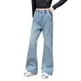 thumbnail image 1 of YUEHUA y2k jeans for girls size 14/16, Kids Baggy Jeans Girls Flared Trousers Elastic Waist And Multiple Pockets Cargo Pants Trousers Jeans Denim Pants For Children, 1 of 8