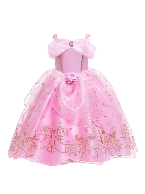Girls Princess Dress Fairy Pink Dress Christmas Birthday Dress Up