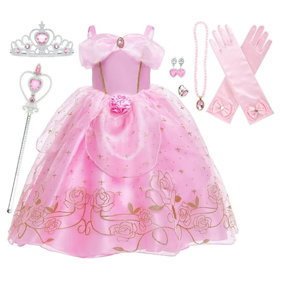YUEHUAN Girls Beauty Princess Dress Fairy Pink Dress Christmas Birthday Dress Up