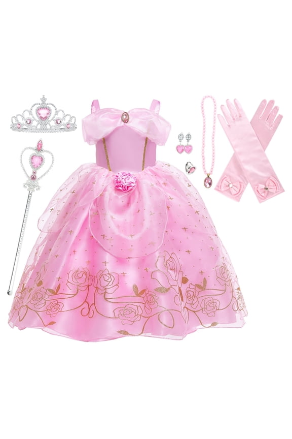 Girls Beauty Princess Dress Fairy Pink Dress Christmas Birthday Dress Up