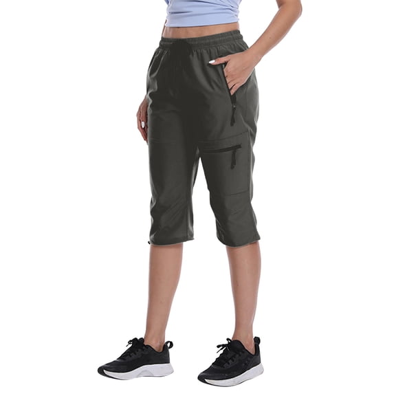 YUEJUIR Capri Leggings for Women Women's Cargo Hiking Pants Outdoor Upf 50+ Pants with Zipper Up Pocket White Capri Pants for Women Capris for Women Wide Leg Pants Woman (GY1,S)