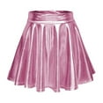thumbnail image 1 of YUEJUIR Faldas De Mujer Elegantes Women'S Casual Fashion Shiny Metallic Flared Pleated A-Line Mini Skirt Wrap Skirts For Women Casual Skirt (Pink,XL), 1 of 5