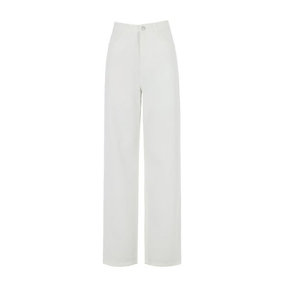 YUEJUIR Jeans White High Waisted Straight Leg Jeans Slim Slim Simple And Exquisite Design Stretchy Jeans for Women Plus Size Jeans for Women (White,L)