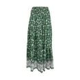 thumbnail image 1 of YUEJUIR Long Skirts for Women Women Fashion Plus Size Skirts Summer Boho Long Skirt Floral Printing Wrinkle Skirt Midi Skirt Women's Skirts Boho Skirt (Green,XS), 1 of 4