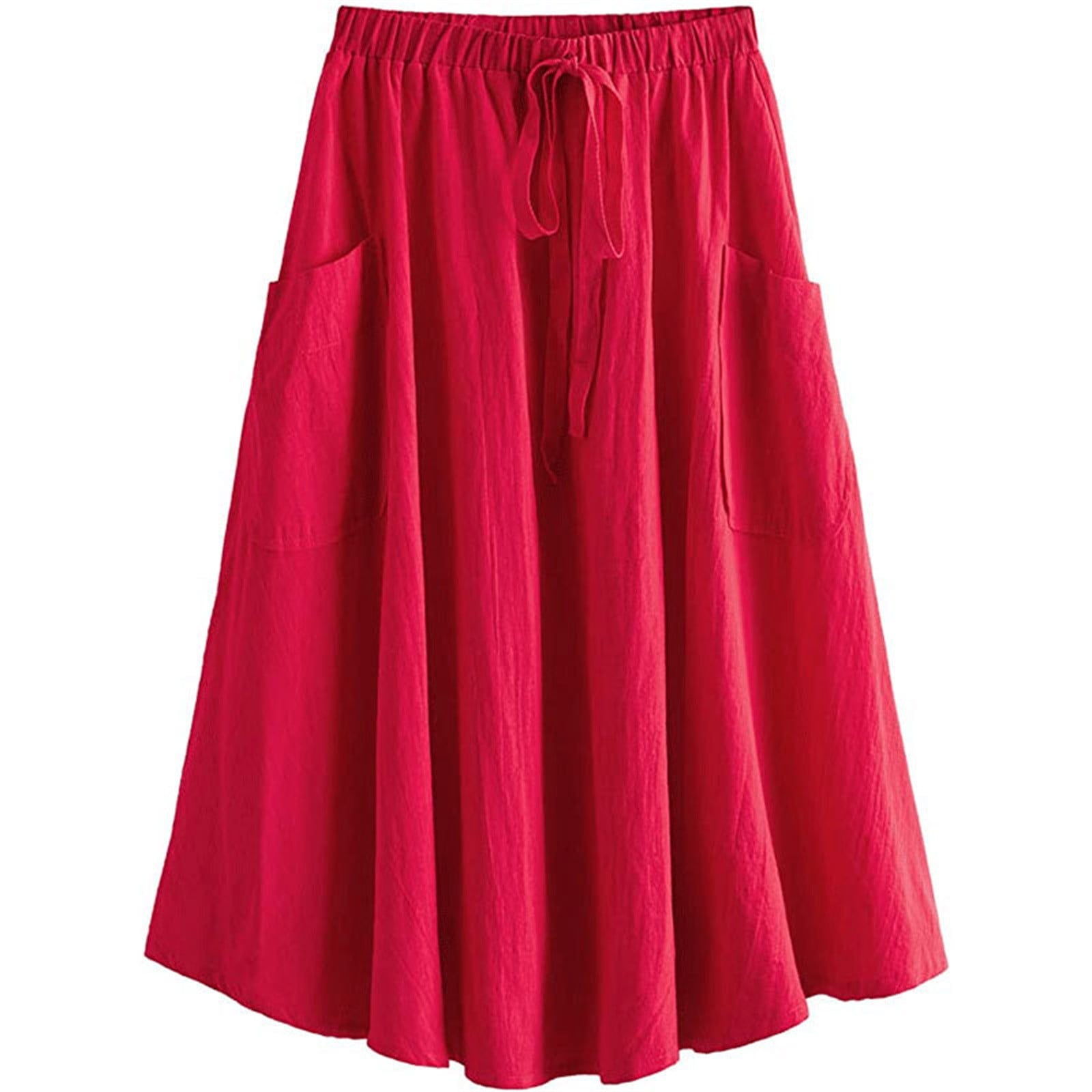 YUEJUIR Long Skirts for Women Women's Casual High Waist Pleated A Line