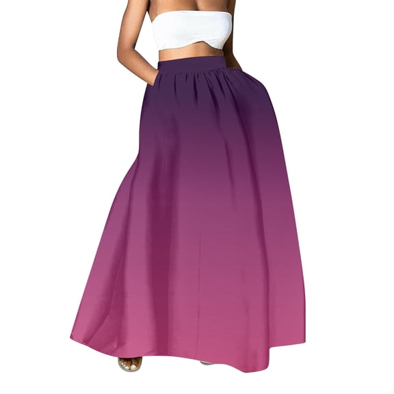 YUEJUIR Midi Skirt Women Floral Print Skirt High Waist Party Beach Pocket Long Maxi Skirt Plus Size Maxi Skirt Womens Maxi Skirt (Red,M)