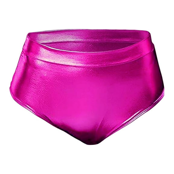 YUEJUIR Shorts Short High Waisted Shorts Leather Metallic Solid Color High Gloss Women's Super Shorts Hot Pants Womens Shorts Casual Womens White Shorts (Hot Pink,M)