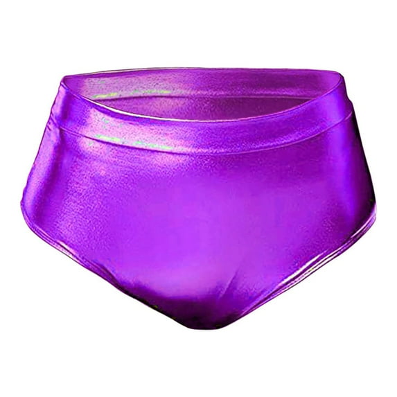 YUEJUIR Shorts for Women Short High Waisted Shorts Leather Metallic Solid Color High Gloss Women's Super Shorts Hot Pants Womens Shorts Dressy Casual Dress Shorts for Women (Purple,S)