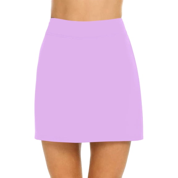 YUEJUIR Skirts For Women Womens Casual Solid Tennis Skirt Yoga Sport Active Skirt Shorts Skirt Tennis Skirts For Women With Shorts Black Shorts Women (Purple,S)