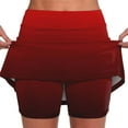 thumbnail image 1 of YUEJUIR Skort Women'S Fashionable Athleisure Skirt With Pockets Gradient Mid Waist Culottes Tennis Culottes Summer Skirts For Women Pleated Tennis Skirt (Red,XXL), 1 of 5