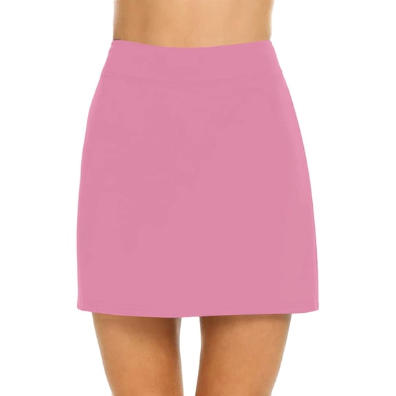 YUEJUIR Skorts For Women With Pockets Womens Casual Solid Tennis Skirt Yoga Sport Active Skirt Shorts Skirt Skirts With Shorts Underneath Skirt With Shorts Underneath (Hot Pink,S)