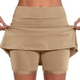 thumbnail image 1 of YUEJUIR Skorts Women'S Pocket Pants Solid Mid Waist Culottes Short Skirts Skinny Pants Biker Shorts Women Pleated Tennis Skirt (Khaki,XXXXL), 1 of 6