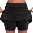 thumbnail image 1 of YUEJUIR Skorts Women's Dressy Casual Pocket Skirts Solid Mid Waist Culottes Short Skirts Tennis Skorts (Black,XXL), 1 of 5