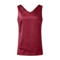 thumbnail image 1 of YUEJUIR Tank Tops for Women 2024 Tank for Women V Neck Silk Summer Satin Sleeveless Blouse Basic Camisole Shirts Womens White Tank Top Workout Tank Tops Woman (Wine Red,S), 1 of 3