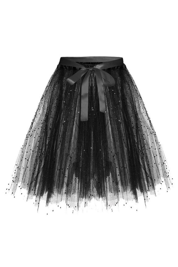 Tutu for Women Adults Women's Tulle Tutu Skirt 3 Layered Party Dance Running Elastic Tutu Skirts Well Tutu Skirt Pink Tutu Rainbow Skirt (Black,L)