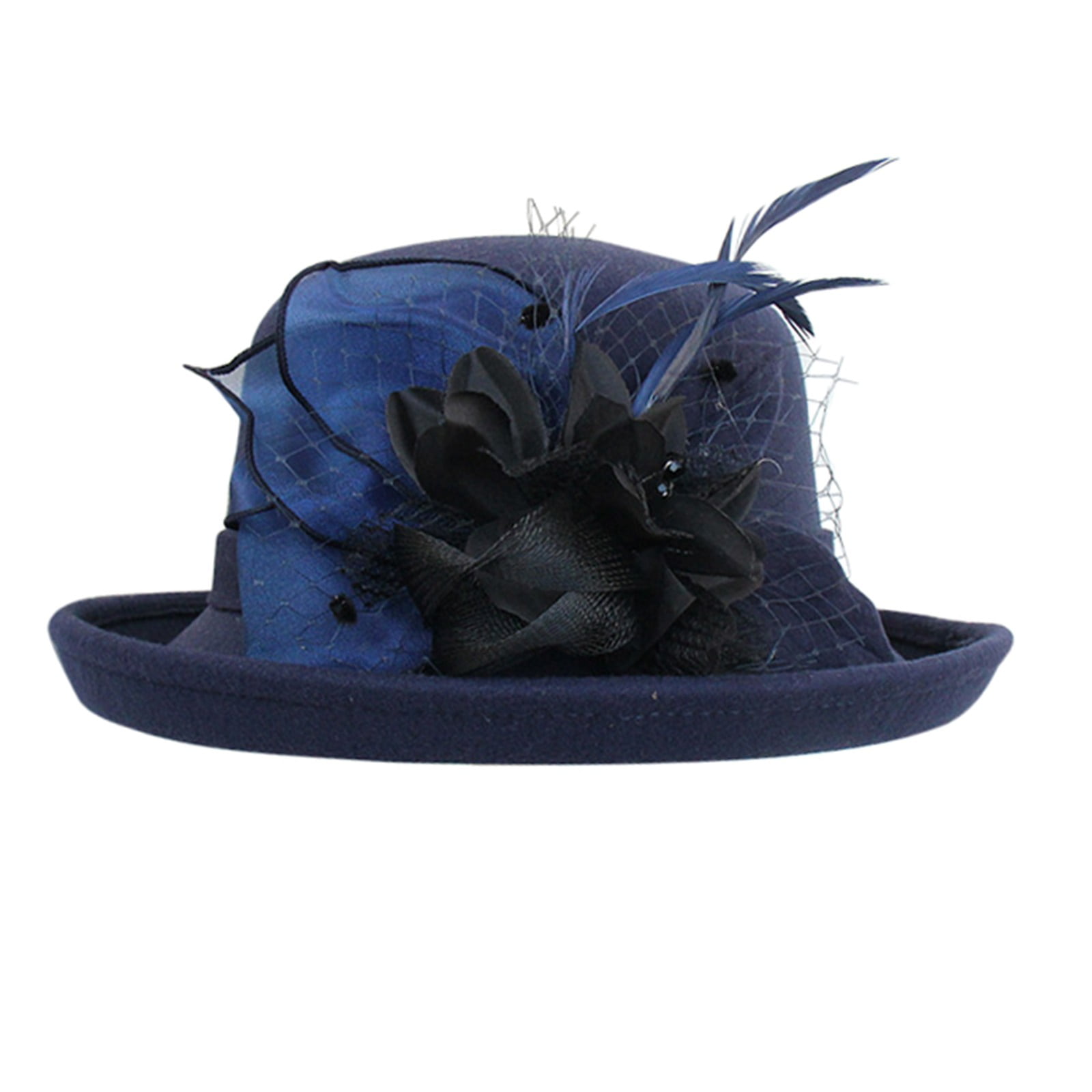 New! Vintage - Navy Bowler Hat Wool Vintage Woman main image 2