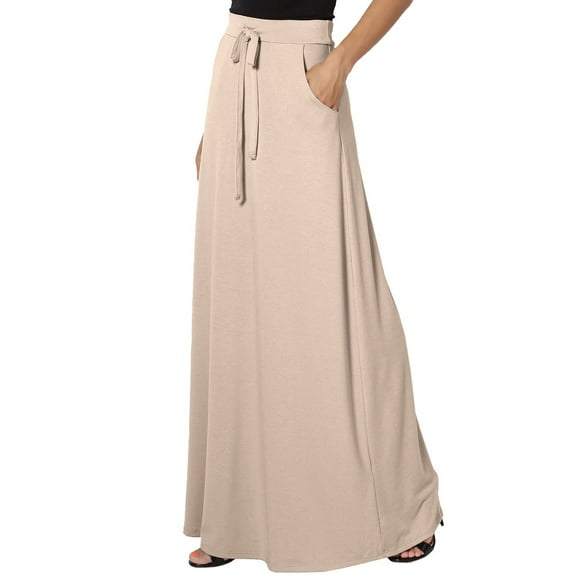 YUEJUIR Women'S Skirts Spring And Autumn City Leisure Skirt Ladies Solid Color Drawstring Skirt Long Skirt Linen Skirts For Women (White,M)