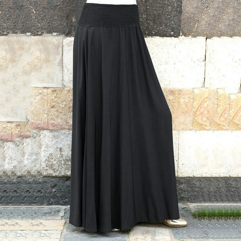 Jersey Maxi Skirts Long Black Jersey Skirt Plus Size YUEJUIR