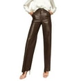 thumbnail image 1 of YUEJUIR Women's Jeans 2024 Winter Women Clothes Solid Hot Elegance Streetwear Skinny High Waist Trousers Faux Pu Leather Women Straight Pants Flare Jeans for Women (Coffee,S), 1 of 5
