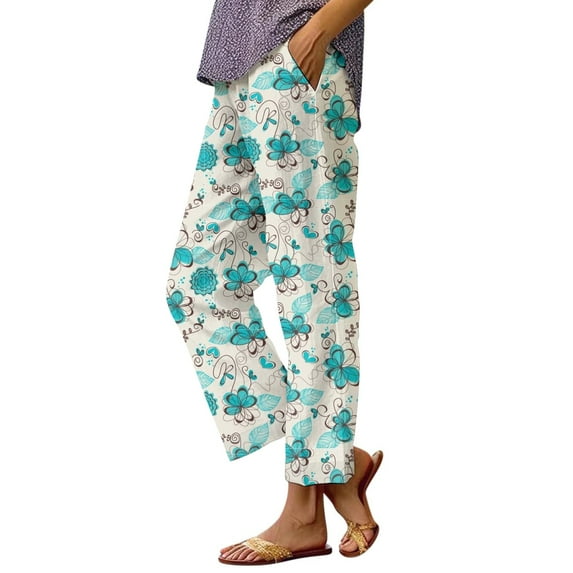 YUEJUIR Women's Pants Women's Retro Striped Design Loose Pocket Patchwork Casual Pants Womens Work Pants Harem Pants Women Lightweight Pants Women (Gray,XXXL)