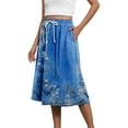 thumbnail image 1 of YUEJUIR Women's Skirts Boho Skirts for Women Trendy Summer Flowy Floral Midi Skirts with Pockets Lightweight Drawstring High Waisted Skirts Flowy Skirt Linen Skirts for Women (Blue,S), 1 of 4