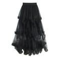 thumbnail image 1 of YUEJUIR Women's Tulle Skirt Ruffle Multilayer Mesh A Line Tier Tutu Prom Wedding Long Tulle Skirts (Black,One Size), 1 of 6