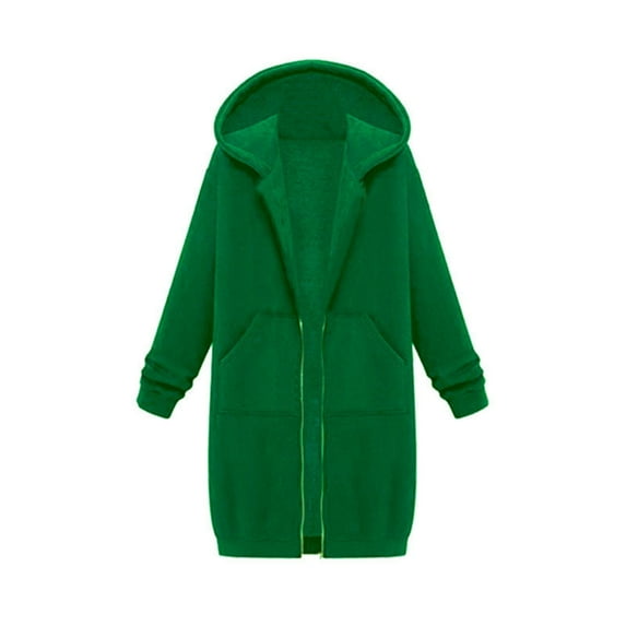 YUEJUIR Women's Zip Up Hoodies Oversized Fleece Long Tunic Sweatshirts Casual Long Sleeve 2024 Fall Hoodie Jacket Coat (Green,XL)