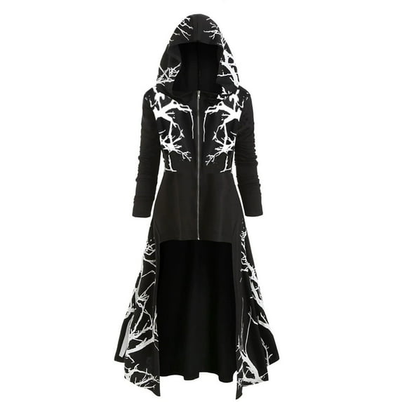 YUEJUIR Womens Cape Hooded Cardigans Cloak Long Solid Open Front Poncho Outwear(Black,L)