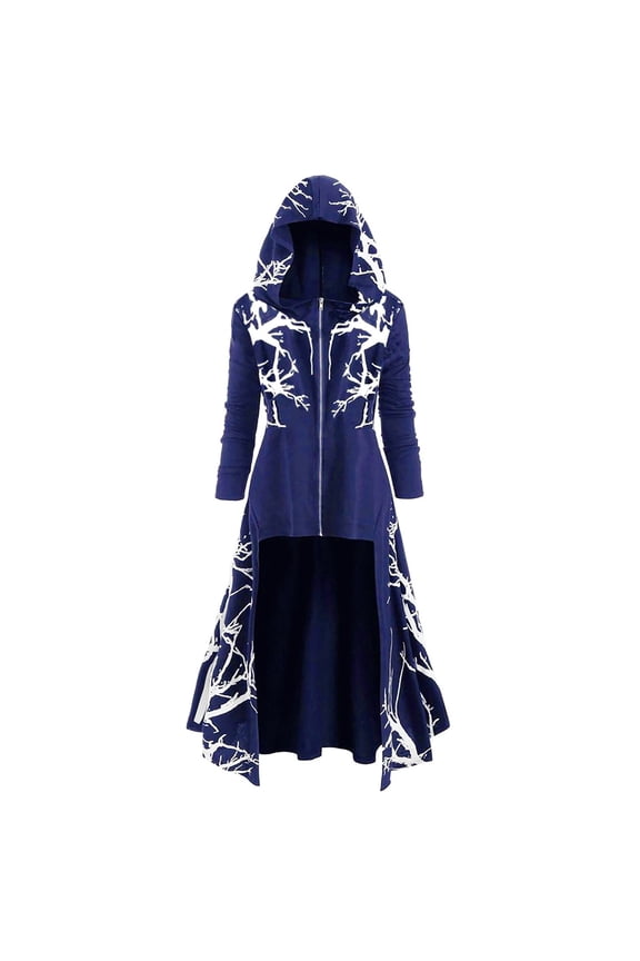 Womens Cape Hooded Cardigans Cloak Long Solid Open Front Poncho Outwear(Navy Blue,XXXXXL)