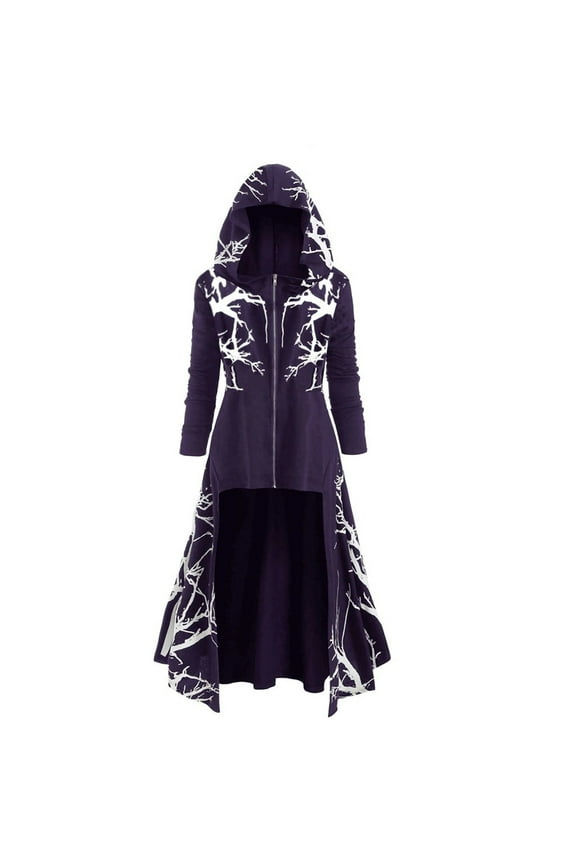 Womens Cape Hooded Cardigans Cloak Long Solid Open Front Poncho Outwear(Purple,XXXL)