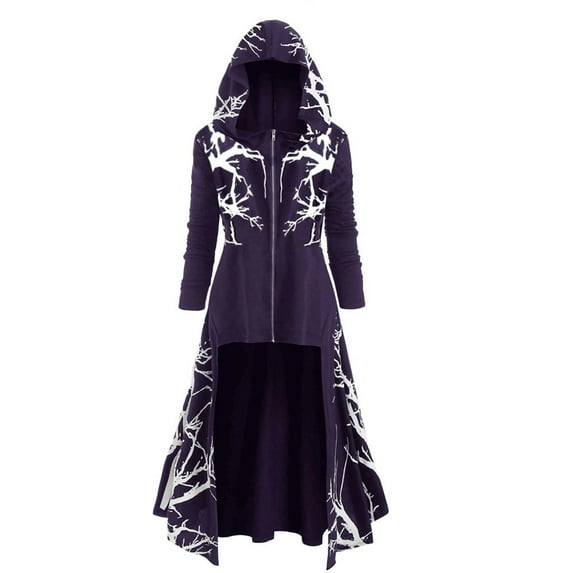 YUEJUIR Womens Cape Hooded Cardigans Cloak Long Solid Open Front Poncho Outwear(Purple,XXXL)