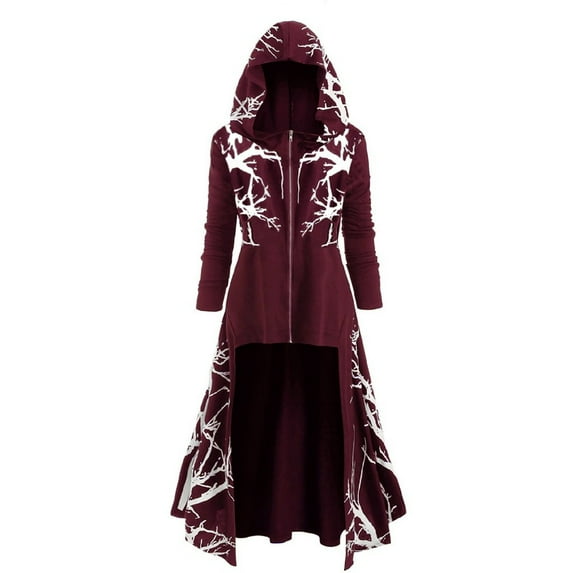 YUEJUIR Womens Cape Hooded Cardigans Cloak Long Solid Open Front Poncho Outwear(Red,XXXXXL)