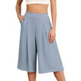 thumbnail image 1 of YUEJUIR Womens Capris with Pockets Women's Wide Leg Capri Pants with Pockets Lightweight High Waisted Loose Trouser Womens Capri Pants Athletic Capris for Women Flowy Pants for Women (Gray,S), 1 of 5