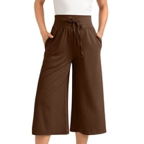 YUEJUIR Womens Pants Women's Casual Sports Wide Leg Pants High Waisted Hip Lift Yoga Fitness Running Capri Pants Womens Leggings Black Flare Leggings (Coffee,XXL)