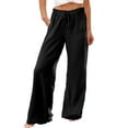 thumbnail image 1 of YUEJUIR Wide Leg Pants Woman Womens Casual Lightweight Drawstring Elastic Waist Loose Trousers Wide Leg Pants Harem Pants Wide Leg Trousers Women Flowy Pants For Women (Black,XXXL), 1 of 5