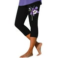 thumbnail image 1 of YUEJUIR Yoga Capris with Pockets for Women Women's Fashion Casual Floral Print High Waist Elastic Capri Pants Leggings Womens Capris with Pockets Capris for Women (Black,M), 1 of 4