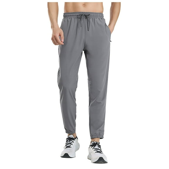 YUELONGHU Adult Men Casual Pants Baggy Cargo Pants Men Streetwear Men Sports Pants Rope Pulling High Elastic Breathable Leg Binding Pants Casual Sports Style