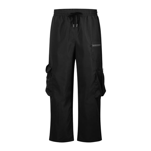 YUELONGHU Adult Men Casual Pants Black Cargo Pants Men Slim Fit Sports Pants Men's Autumn Thin Slim Fit Breathable Wear Pants Straight Quick Drying Casual Woven Running Trousers for Men