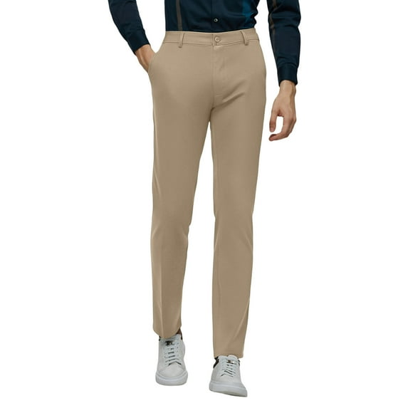 YUELONGHU Adult Men Casual Pants Business Casual Pants for Men Relaxed Fit Men's Solid Colour Draped Casual Style Trousers Micro Stretch Large Size Straight Trousers